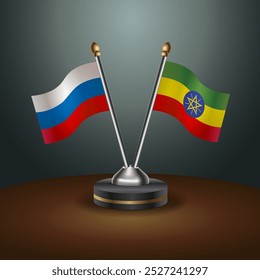 Bandeira russa e etíope de relação com fundo de gradiente. Ilustração de vetor