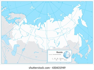 Russian Federation blank outline map with separated layers.