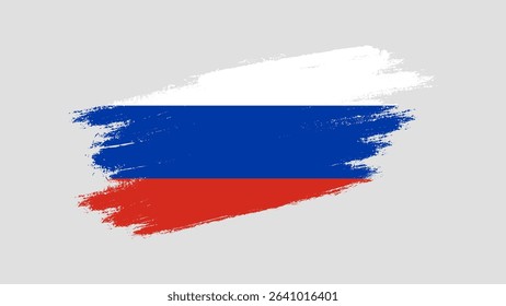 Russian Federation flag in grunge brush stroke style vector illustration