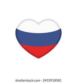 Russian federation Flag in heart shape. Love Russia concept.  Patriotism love of the motherland symbol.