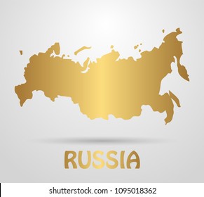 Russian Federation map of Russia. Beautiful gold gradient map of the largest country.