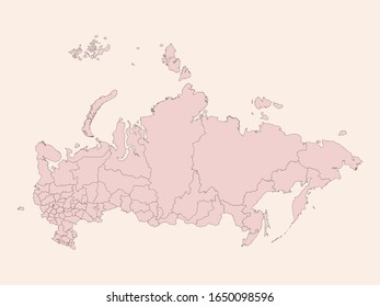 Russian federation political map with provinces. Vintage pink shade background vector. Perfect for business concepts, backgrounds, backdrop, banner, poster, sticker, label, chart and wallpapers.