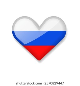 Russian Federation - Shiny Flag in the Form of Heart. Vector Illustration.