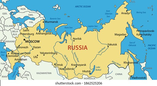 Russian Federation - vector map of country