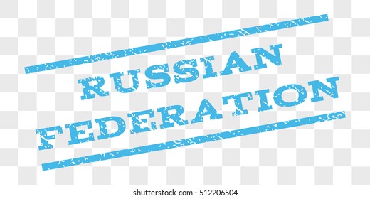 Russian Federation watermark stamp. Text caption between parallel lines with grunge design style. Rubber seal stamp with scratched texture.