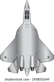 Russian fifth-generation multi-role fighter. Vector image.
