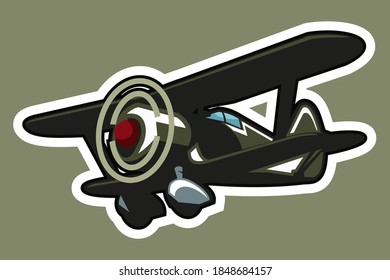 Russian fighter biplane icon vector illustration 