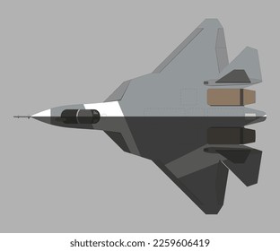 Russian Fighter SU-57 top view 