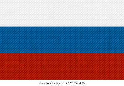 Russian flag background made with embroidery cross-stitch.
