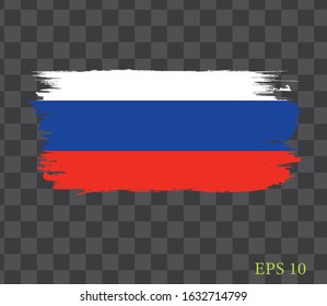 Russian flag. Brush stroke background.