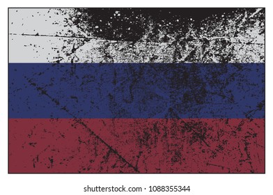 A Russian flag design grunged and isolated on a white background