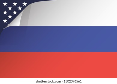 Russian flag falls off, US flag in the background