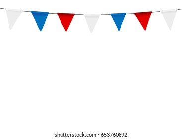 Russian flag festive bunting against. Party background with flags.