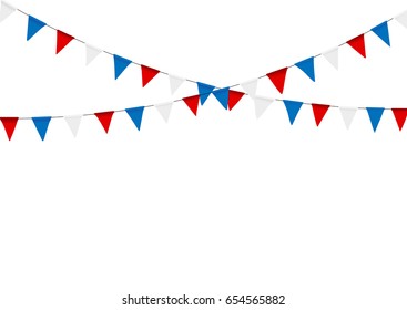 Russian Flag Festive Bunting Against. Party Background With Flags.