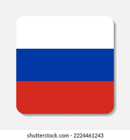 Russian flag flat icon. Square vector element with shadow underneath. Best for mobile apps, UI and web design.