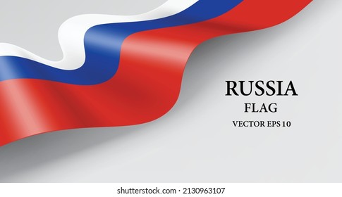 Russian flag fluttering on a white-gray background for making media about the country,vector 3d for design