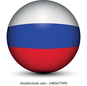Russian flag in the form of a ball isolated on white background.