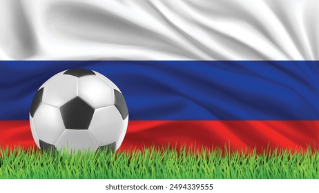 Russian flag with grass and football