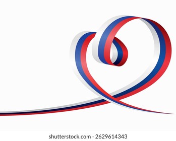 Russian flag heart shaped ribbon. Vector illustration.