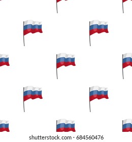 Russian flag icon in cartoon style isolated on white background. Russian country symbol stock vector illustration.