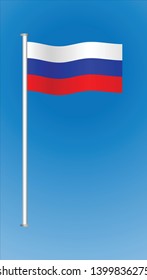Russian flag on blue background