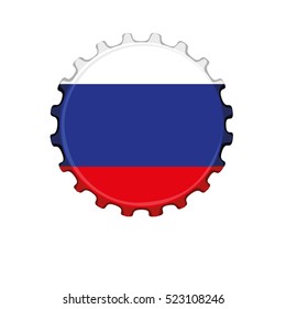 Russian flag on bottle cap isolated on white background