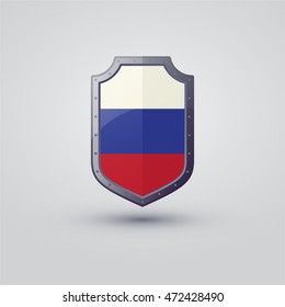 Russian flag on the shield