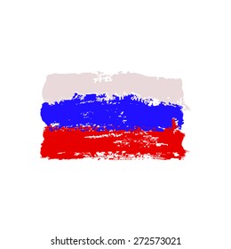 Russian flag painted by brush hand paints. Art flag. Abstract background symbolizes the country's patriotism and pride to the country. 