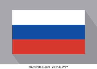 Russische Flagge mit Schatten, Vektorgrafik. Die Nationalflagge Russlands.
