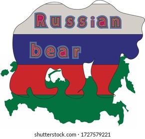 Russian flag in the shape of a bear with the inscription Russian bear.