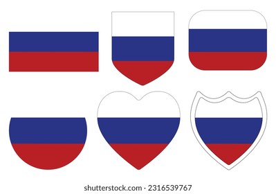 Russian flag in shape set. Flag of Russia in shape set.