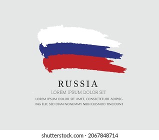 Russian flag. Stroke background brush water color