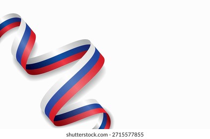 La bandera rusa estilizaba una cinta ondulada, que simbolizaba el orgullo nacional, la celebración o la identidad cultural. Ilustración vectorial.