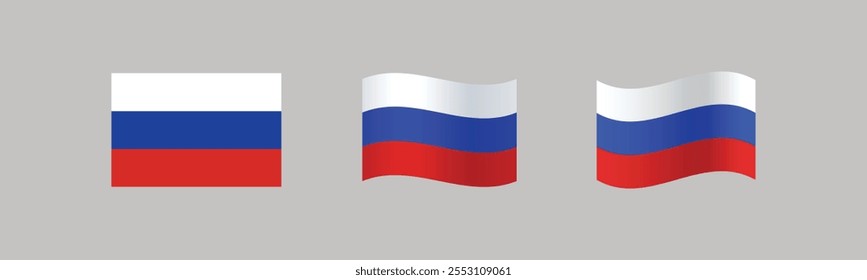 Russian flag, Russian flag with wave effect, vector illustration flat design, several types of Russian flag designs.