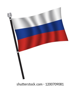 Russian flag , flag of Russian waving on flag pole, vector illustration EPS 10.