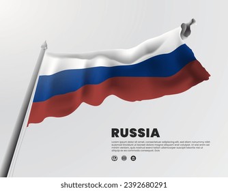 Russian flag waving view from below for design ornament vector illustration