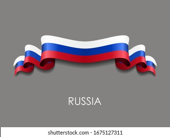 Russian flag wavy ribbon background. Vector illustration.
