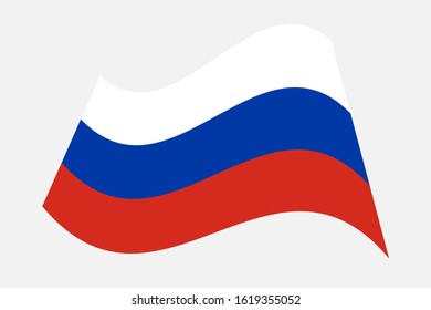 Russian Flag, wavy, vector. Flag of Russia. National Flag of Russia  (Russian Federation), vector. Tricolor - white, blue, red