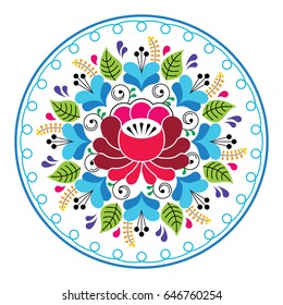 Russian folk art pattern - round floral design 