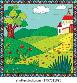 Russian folk background. Illustration is suitable for creating your own patterns, backgrounds, cards, invitations, decorating websites and for the realization of other design ideas.