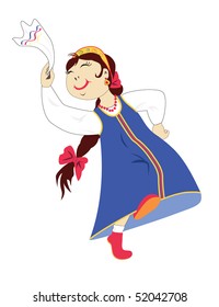 Russian Folk Dancer - A Girl In Russian Folk Costume Is Smiling And Dancing