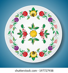 Russian folk elements. Decorative vignette with floral elements in Russian traditional style. Vector.