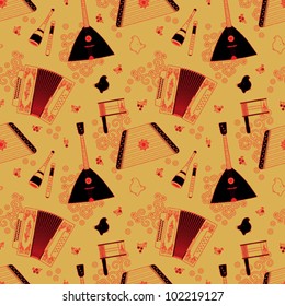 Russian folk music instruments seamless pattern
