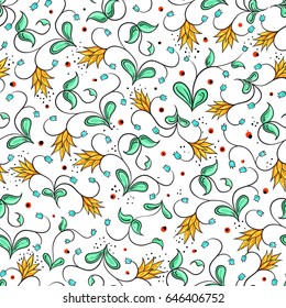 Russian folk seamless pattern. Beautiful floral motifs and unique composition. Vector art. Russian traditional ornament for your design