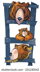 Russian folk tail  TREE BEARS illustration. Great picture for children book and magazine. VECTOR. 