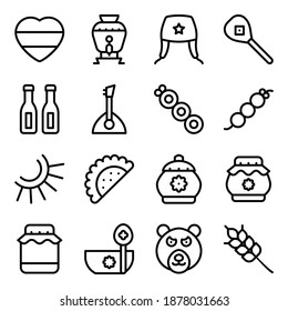 Russian Food, Line Icon Pack 