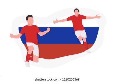 Russian football team player celebration 2018 championship vector illustration soccer Russia