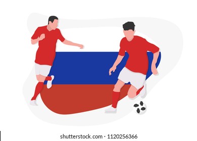 Russian football team player kicking dribbling 2018 championship vector illustration soccer Russia