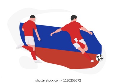 Russian football team player kicking dribbling 2018 championship vector illustration soccer Russia