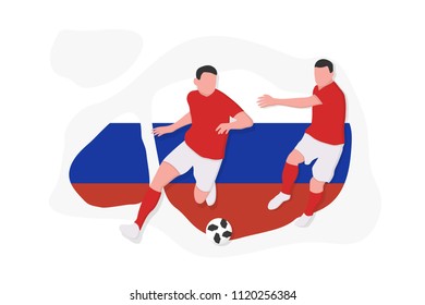 Russian football team player kicking dribbling 2018 championship vector illustration soccer Russia